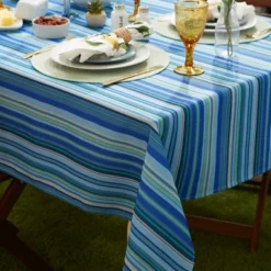 Design Imports Blue Ocean Stripe Print Outdoor Tablecloth With Zipper 60X84 -Design Imports GUEST 98b641d3 164c 4fe8 822d 0834657e07d5
