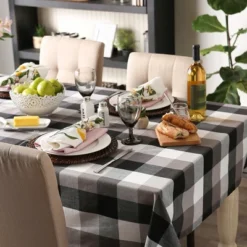 Design Imports Black Tri Color Check Tablecloth 60X120 -Design Imports GUEST 99a249a7 8c76 4965 96fa ac0acde8cf7a
