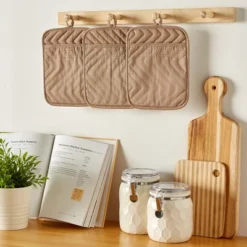 Design Imports Quilted Potholder Set 3 Piece Stone 7X9"
