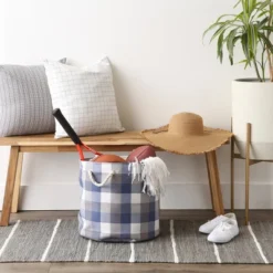 Design Imports Polyester Bin Tri Color French Blue Round Large 15X16X16 -Design Imports GUEST 9aa11220 5f30 4f33 8a33 dc08613e572d