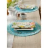 DII Fringe Placemat Set 6 Piece, Aqua, 14.75" Dia