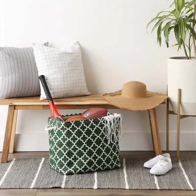 Design Imports Polyester Bin Lattice Hunter Green Rectangle Large 17.5X12X15 6 Design Imports Polyester Bin Lattice Hunter Green Rectangle Large 17.5X12X15 - Image 6