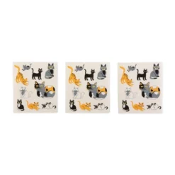 Design Imports Swedish Dishcloth Set/3, Reusable & Absorbent, Cats Everywhere!