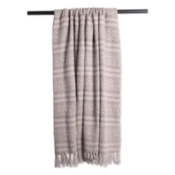 50"x60" Adobe Striped Faux Shearling Throw Blanket Neutral - Design Imports