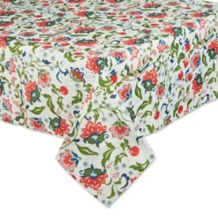 Design Imports Garden Floral Print Outdoor Tablecloth With Zipper 60X84