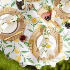 Design Imports Lemon Bliss Print Outdoor Tablecloth 60 Round -Design Imports GUEST 9bbb2c6f 0d72 4c52 9560 06037f7332ca