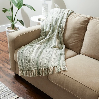 Design Imports Artichoke Green Braided Stripe Throw 4 Design Imports Artichoke Green Braided Stripe Throw - Image 4