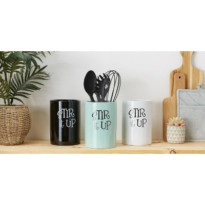 Design Imports Aqua Stir It Up Ceramic Utensil Holder 7 Design Imports Aqua Stir It Up Ceramic Utensil Holder - Image 7