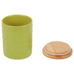 Design Imports 19 Design Imports Avocado Matte Retro Vine Texture Ceramic Canister Set/3