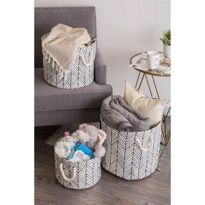 Design Imports Polyester Bin Herringbone Off White Square 11X11X11 7 Design Imports Polyester Bin Herringbone Off White Square 11X11X11 - Image 7