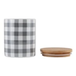 Design Imports Gray & White Buffalo Check Ceramic Canister Set/3