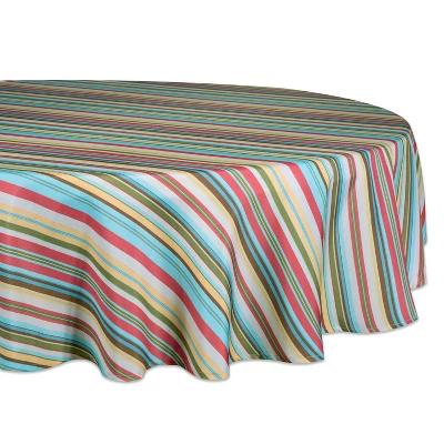 60"R Summer Stripe Outdoor Tablecloth With Zipper - Design Imports: Round Patio Tablecloth, Machine Washable 5 60"R Summer Stripe Outdoor Tablecloth With Zipper - Design Imports: Round Patio Tablecloth, Machine Washable - Image 5