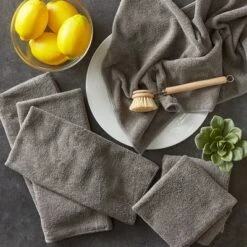Design Imports 6pk Microfiber Essential Dishtowels Gray: Kitchen Towels, Microfiber Dishcloth, Solid Pattern, 15.75"x23.5"