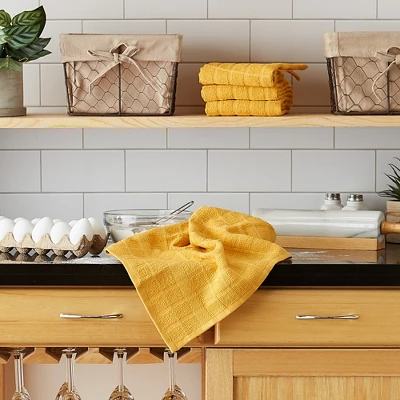 Design Imports Solid Terry Windowpane Dishtowel Set 4 Piece, 16X26", Honey Gold Solid 3 Design Imports Solid Terry Windowpane Dishtowel Set 4 Piece, 16X26", Honey Gold Solid - Image 3