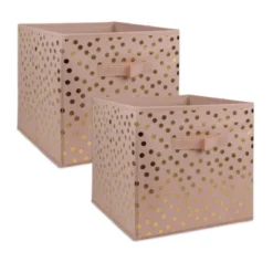 Nonwoven Polyester Cube Dots Millennial Pink/Gold Square 11x11x11 Set/4 -Design Imports GUEST 9e1634fd a47b 460f bebd e716c67ad9e1