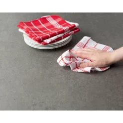 Design Imports Windowpane Waffle Dishcloth Set 12 Piece, 13X13", Red -Design Imports GUEST 9e2777c5 7b1f 418b b64a b0eb82202e5e