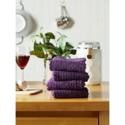 Design Imports Terry Waffle Solid Dishtowel Set 4 Piece, 15X26", Eggplant -Design Imports GUEST 9e479a3f d670 47c1 a5f0 6b51679b1f5b