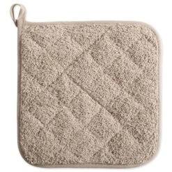 Design Imports Terry Solid Potholder Set 3 Piece Stone 7X7"