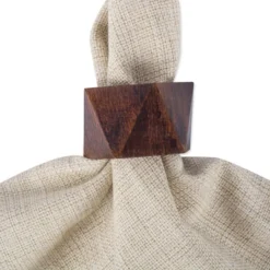 DII Wooden Triangle Napkin Ring Set/4