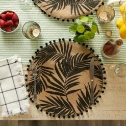 DII Jute Printed Placemat Set 6 Piece, Black Fern Print, 15" Dia 12 DII Jute Printed Placemat Set 6 Piece, Black Fern Print, 15" Dia -Design Imports GUEST 9f8c9c95 ced9 4071 903c 474d53c2ee8d