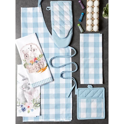 Design Imports Buffalo Check Oven Mitt & Potholder Kitchen Set 2 Piece, Light Blue, Om 13X6", Ph 9X8" 5 Design Imports Buffalo Check Oven Mitt & Potholder Kitchen Set 2 Piece, Light Blue, Om 13X6", Ph 9X8" - Image 5