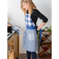 Design Imports Navy/Off White Gingham Apron -Design Imports GUEST a01db8ab 02dc 4123 b51b 58dada67e833