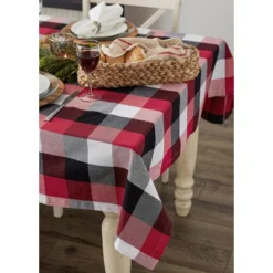 Design Imports Cardinal Red Tri Color Check Tablecloth 52X52 -Design Imports GUEST a02c1aa8 59fb 4707 9117 6f4437e36a8f 2