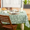 Design Imports Artichoke Green Floral Print Outdoor Tablecloth 60 Round