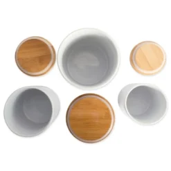 Design Imports White Coffee/Sugar/Tea Ceramic Canister Set/3 -Design Imports GUEST a0809a0e adc7 4269 b72b 9f19bc874cb6