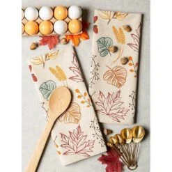 Design Imports Autumn Leaves Printed Dishtowel(Set Of 2) -Design Imports GUEST a164b433 f3c4 42ad 9e96 40a0df6b42be
