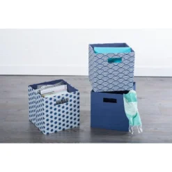 Polyester Cube Solid Nautical Blue Square 13x13x13 -Design Imports GUEST a211aa4b f26c 43de 9461 b670f6e5dccb