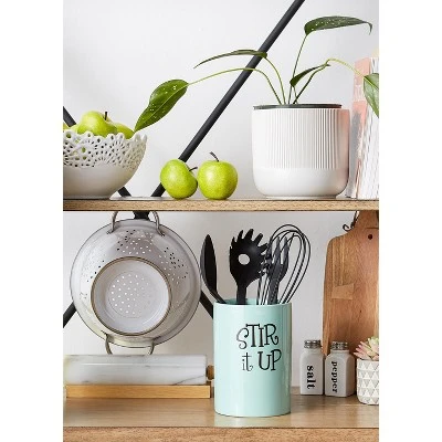 Design Imports Aqua Stir It Up Ceramic Utensil Holder 6 Design Imports Aqua Stir It Up Ceramic Utensil Holder - Image 6