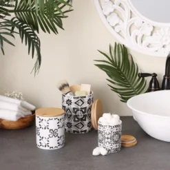 Design Imports Black Tile Ceramic Canister Set/3 -Design Imports GUEST a5188368 defe 4d29 a7f9 993d9092c35a