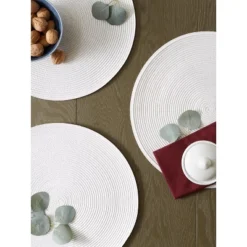 DII Solid Woven Placemat Set 6 Piece, White, 15" Dia -Design Imports GUEST a5413eb6 725d 4558 b9fc f13694b20e10