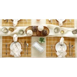 DII Check Placemat Set 6 Piece, Honey Gold Check, 13x19" -Design Imports GUEST a54316cb b981 465f 97ad 1691f92197c5
