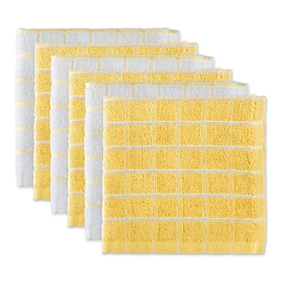 Design Imports Windowpane Terry Dishcloth Set 6 Piece, 12X12", Yellow 7 Design Imports Windowpane Terry Dishcloth Set 6 Piece, 12X12", Yellow - Image 7