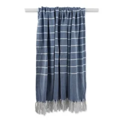 50"X60" Thin Striped Throw Blanket Blue/White - Design Imports