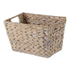 Design Imports Set Of 5 White Wash Hyacinth Baskets