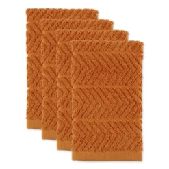 Design Imports Bar Mop Dishtowel Set 4 Piece, Pumpkin Spice, 16X19"