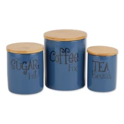 Design Imports Blue Coffee/Sugar/Tea Ceramic Canister Set/3 -Design Imports GUEST a6efe72a 5927 4c82 8035 9b5daae269b4