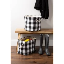 16" X 10" X 12" Medium Polyester Buffalo Check Rectangle Storage Bin White & Black - Design Imports -Design Imports GUEST a6f55ec4 029f 49ee 81fa c0e67036b8e4