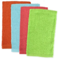 4pk Cotton Assorted Bright Barmop Dishtowels - Design Imports: Kitchen Towels, Hand Towels, Rags, Off-White, 16"x19" -Design Imports GUEST a6fad214 f747 4aff 9be8 5ccc9f48289a