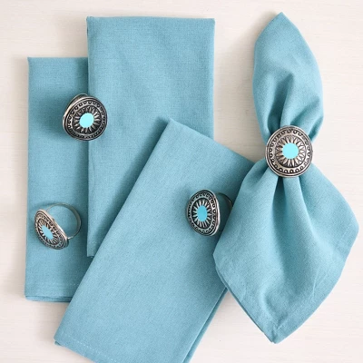Design Imports Turquoise Sun Napkin Ring Set/4 2 Design Imports Turquoise Sun Napkin Ring Set/4 - Image 2
