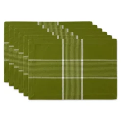 DII Sedona Check Placemat Set 6 Piece, Green, 13x19" -Design Imports GUEST a7aaa847 54c4 4e4b 8ea1 570542ab2c65