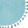 AQUA TASSEL FRINGE PP WOVEN ROUND PLACEMAT SET/6