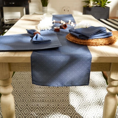Design Imports French Blue Tonal Lattice Print Outdoor Placemat Set/6 2 Design Imports French Blue Tonal Lattice Print Outdoor Placemat Set/6 - Image 2