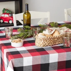 Design Imports Cardinal Red Tri Color Check Tablecloth 60X84 -Design Imports GUEST a9b62965 a144 430e 99be 964dac8ba941