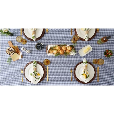 Design Imports Farmhouse Gingham Tablecloth, French Blue, 52X52" 1 Design Imports Farmhouse Gingham Tablecloth, French Blue, 52X52"