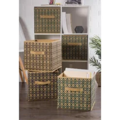 Design Imports Nonwoven Polyester Cube Ikat Teal Square 11X11X11 Set/2 -Design Imports GUEST a9c66950 045d 4be9 84cc a57eac55b621