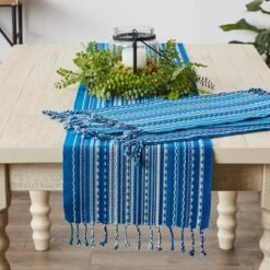 Design Imports Blue Tonal Stripe With Fringe Placemat Set/6 -Design Imports GUEST aa69b571 2aab 4ca0 84f0 1ac24aaec9aa